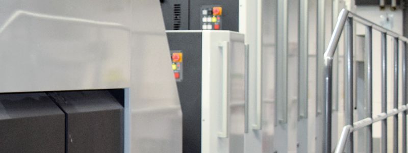 Darstellung der Farbwerke einer mit ELKALUB Spezialfett für Offsetdruckmaschinen geschmierten Druckmaschine