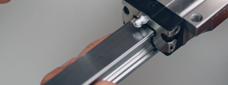 Ansicht einer Linearachse, die mit ELKALUB Hochleistungsschmierstoff behandelt wurde