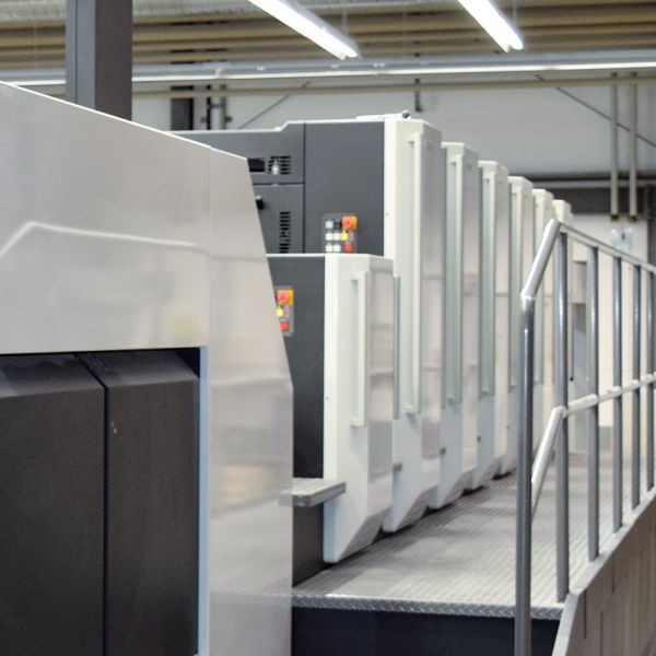 Darstellung der Farbwerke einer mit ELKALUB Spezialfett für Offsetdruckmaschinen geschmierten Druckmaschine