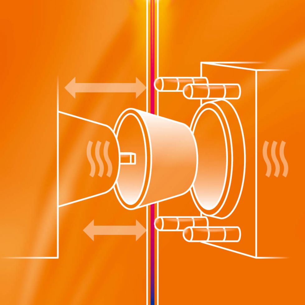 Darstellung einer mit ELKALUB Schmierstoffen betriebenen Spritzguss-Maschine mit einem Thermometer