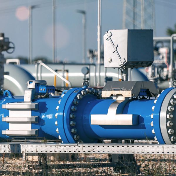 Darstellung einer großen mit ELKALUB Spezialschmierstoffen ausgestatteten Industrieanlage mit Rohren, Ventilen und Dichtungen