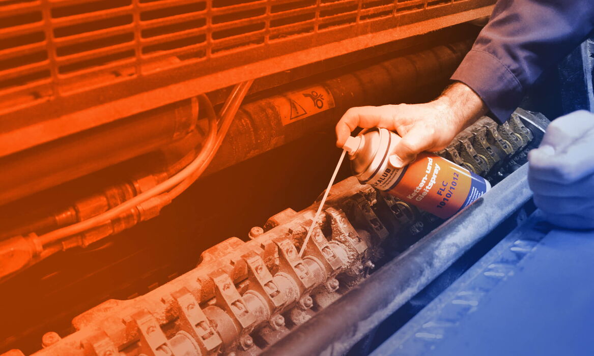 ELKALUB lubrication and maintenance sprays for machinery, chains, bearings, and industrial equipment. Available with H1 approval