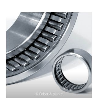 Detailed view of two rolling bearings of different sizes
